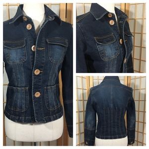 Anthropology Tulle Fitted Jean Jacket SZ S